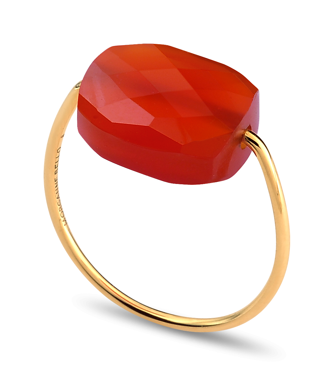 Morganne Bello Red Carnelian Cushion Yellow Gold Ring