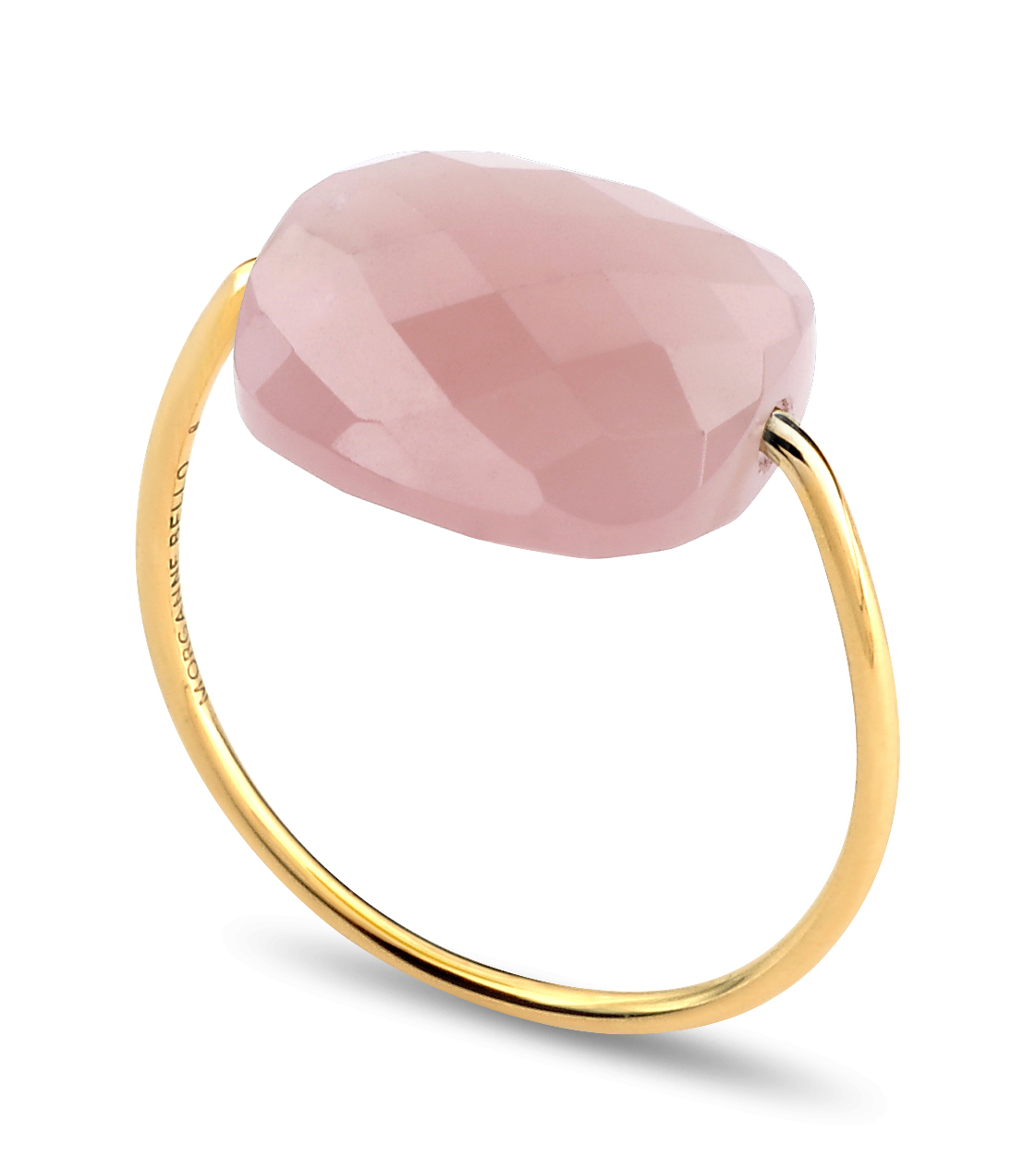 Morganne Bello Guava Quartz Cushion Yellow Gold Ring