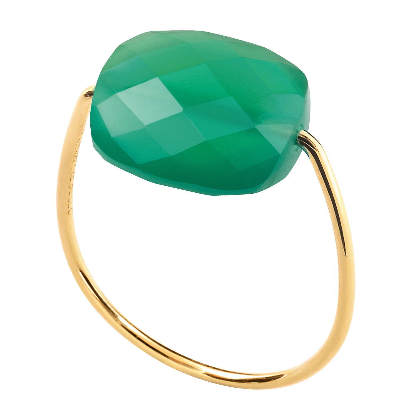 Morganne Bello Green Agate Cushion Yellow Gold Ring