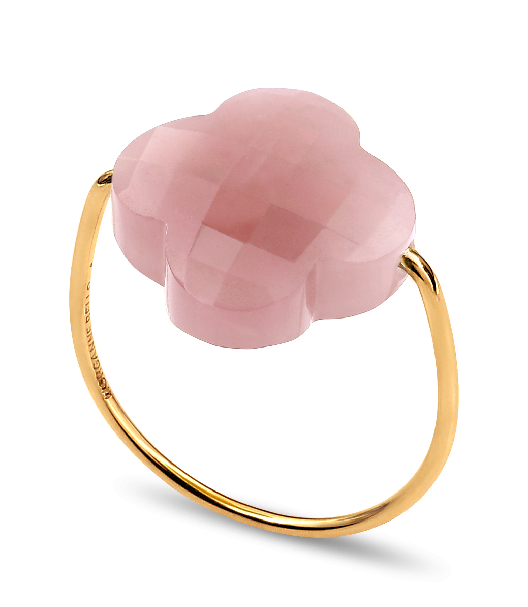 Morganne Bello Guava Quartz Clover Yellow Gold Ring