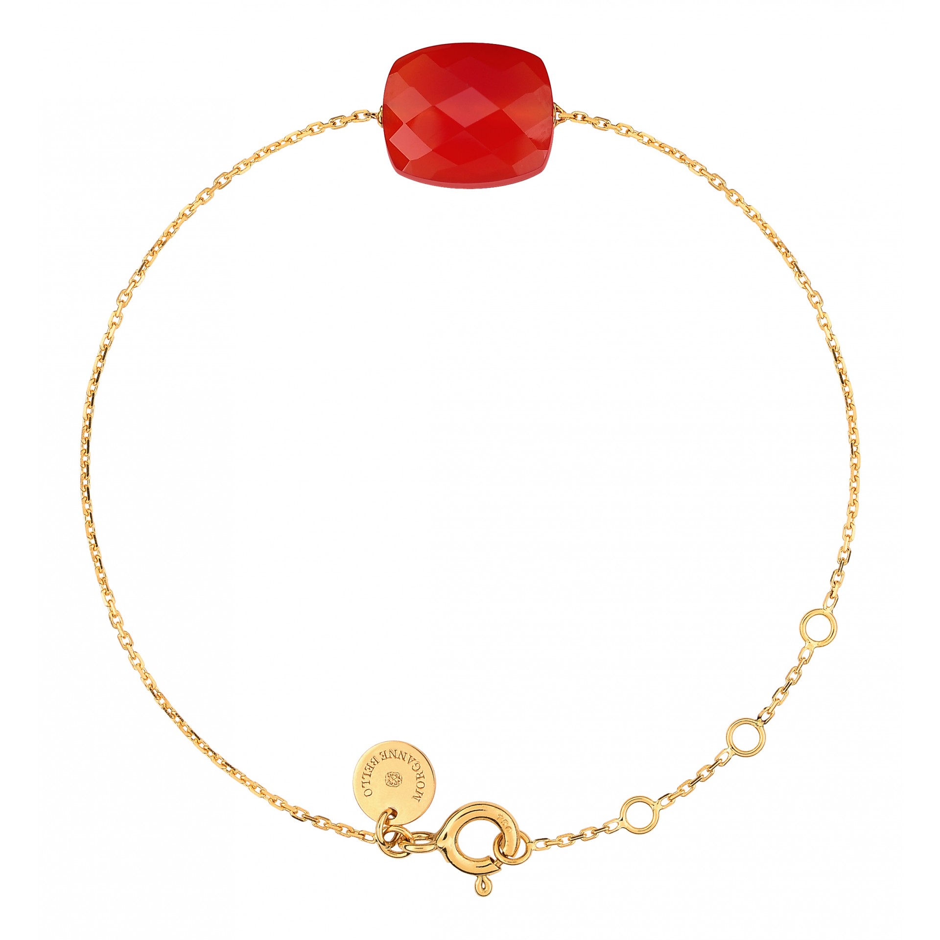 Morganne Bello Red Carnelian Cushion Yellow Gold Bracelet