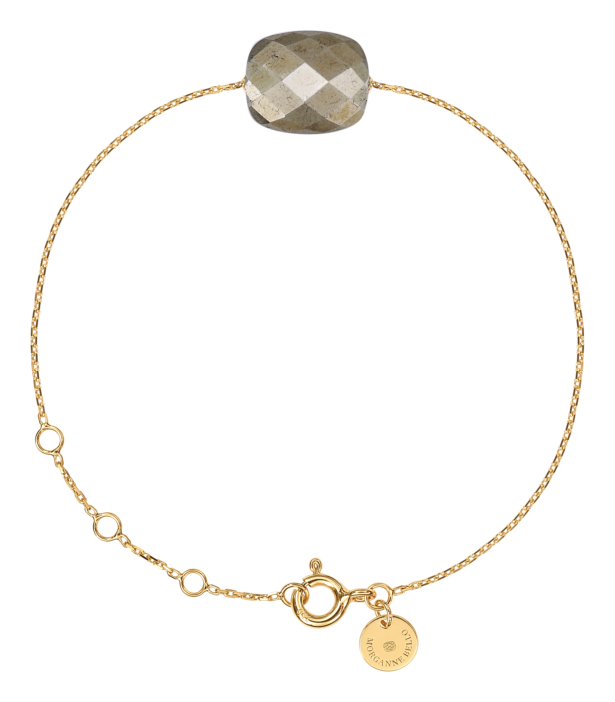 Morganne Bello Pyrite Cushion Yellow Gold Bracelet