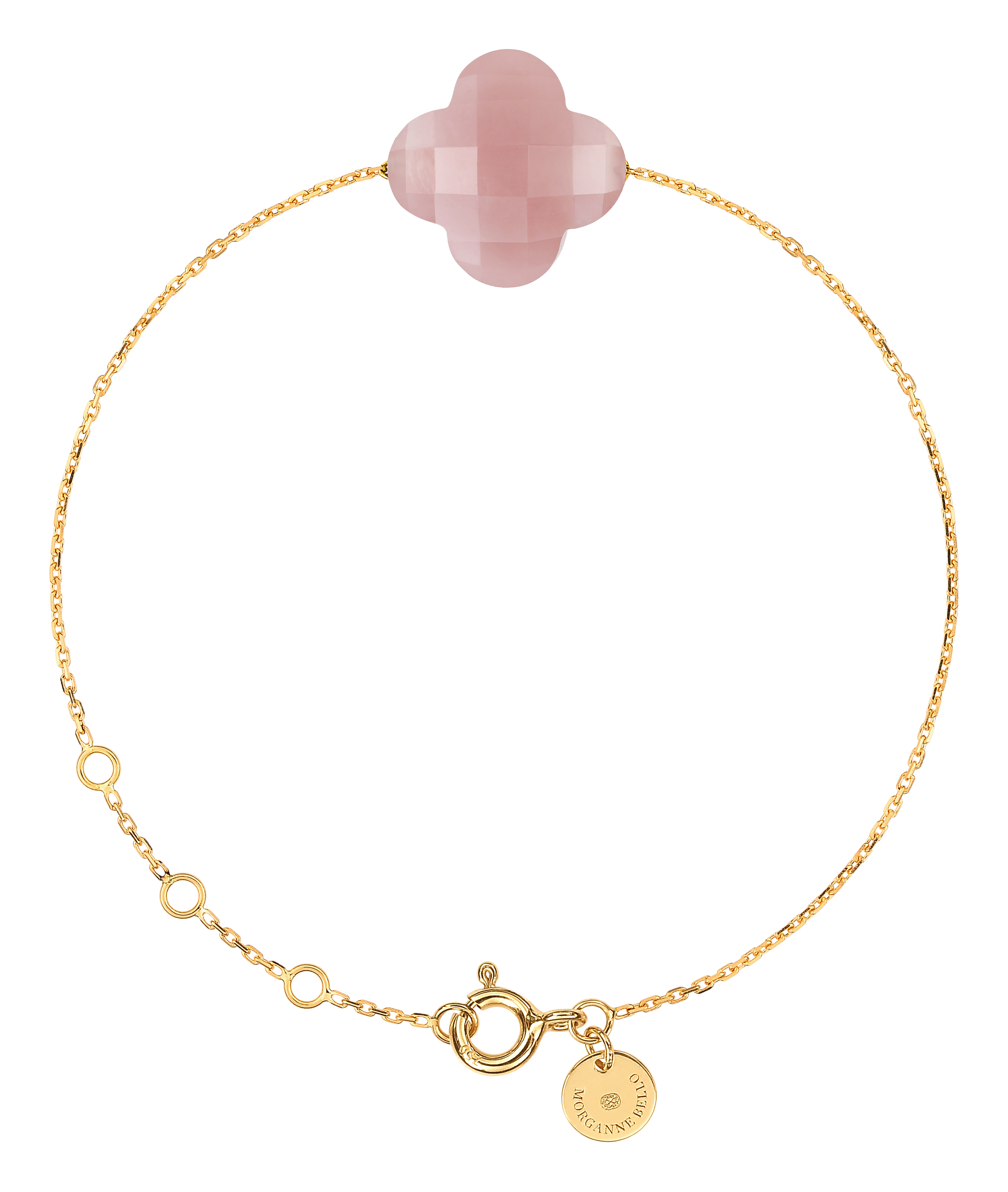 Morganne Bello Guava Quartz Clover Yellow Gold Bracelet