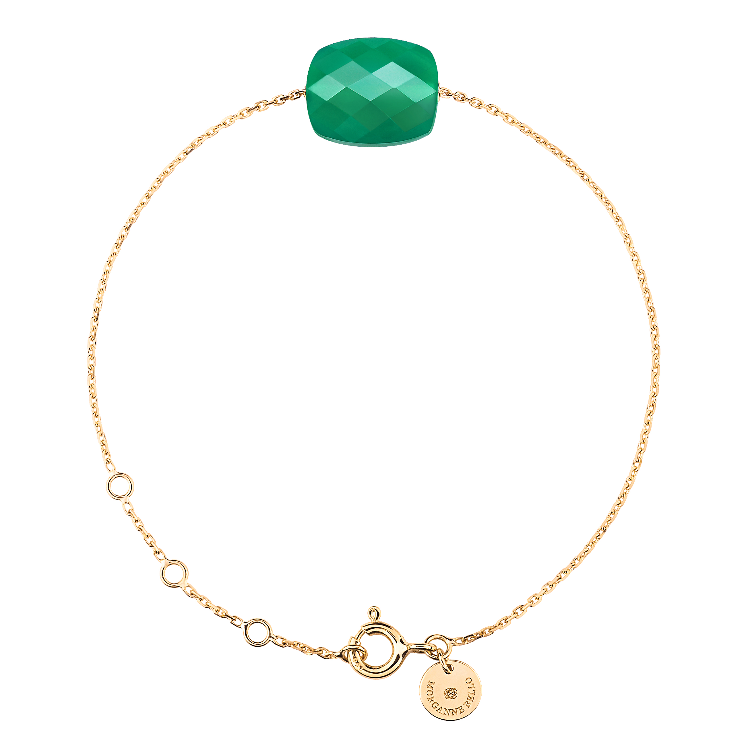 Morganne Bello Green Agate Cushion Yellow Gold Bracelet