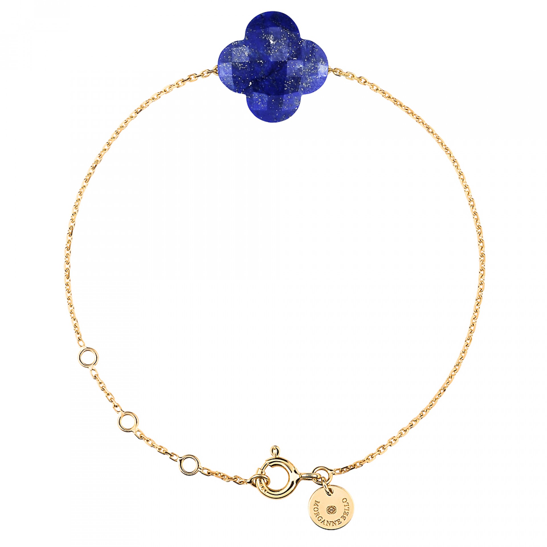Morganne Bello Lapis Lazuli Clover Yellow Gold Bracelet
