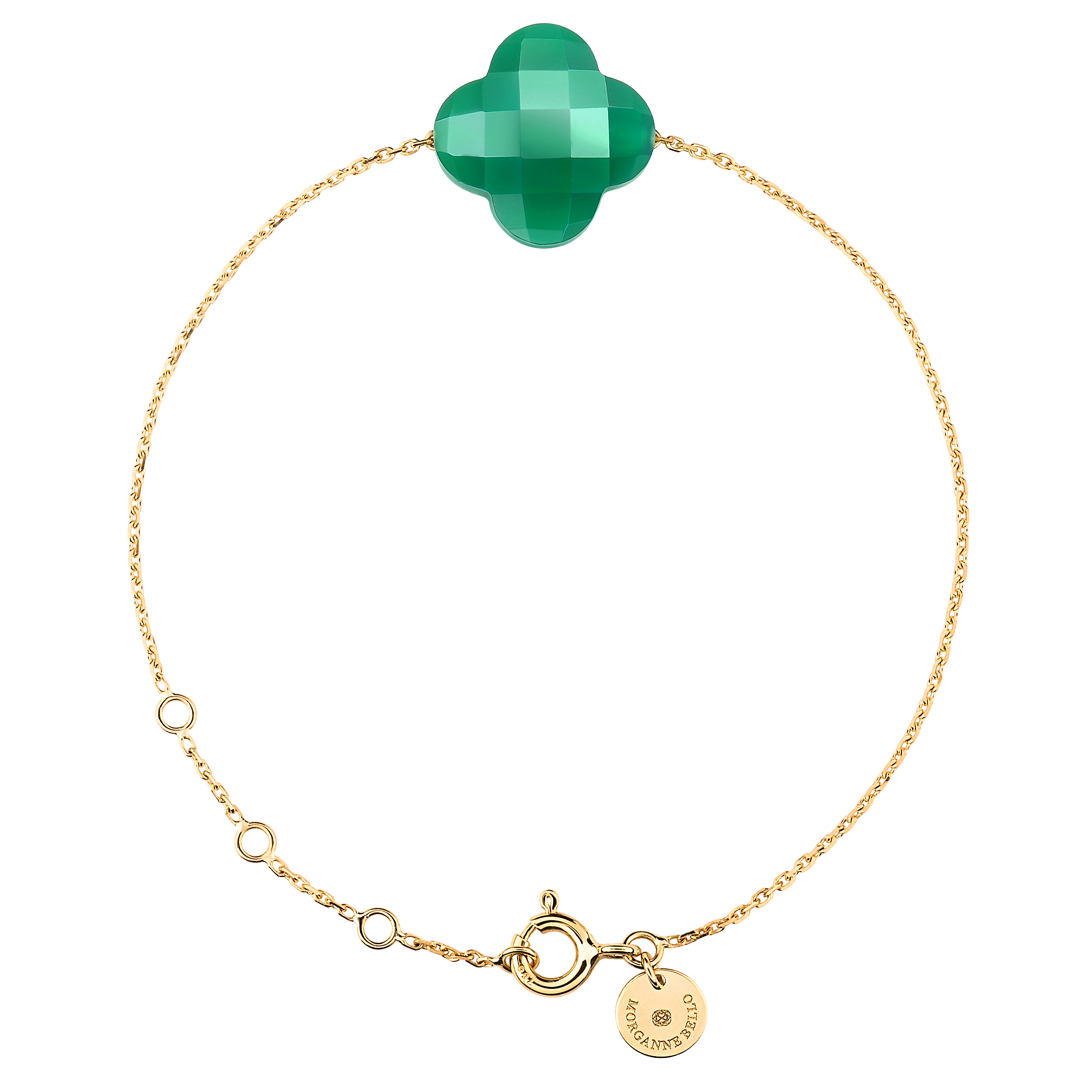 Morganne Bello Green Agate Clover Yellow Gold Bracelet