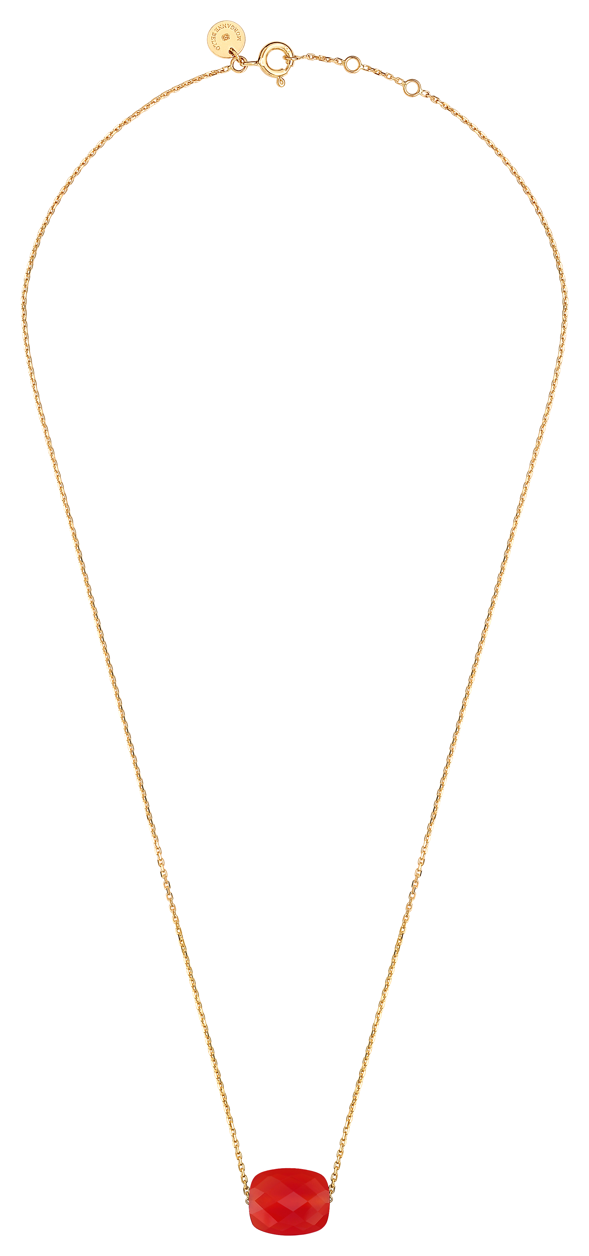 Morganne Bello Red Carnelian Cushion Yellow Gold Necklace