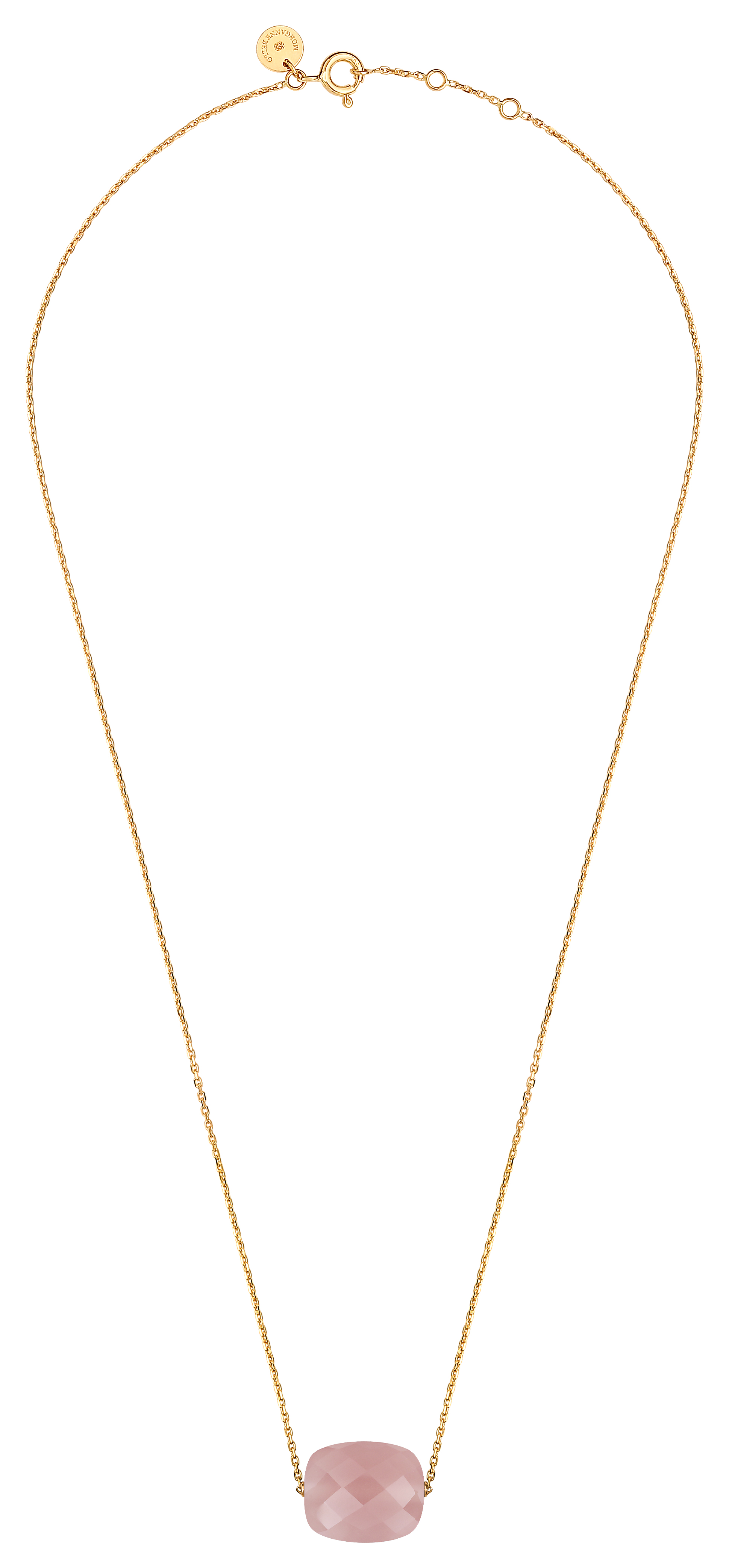 Morganne Bello Guava Quartz Cushion Yellow Gold Necklace