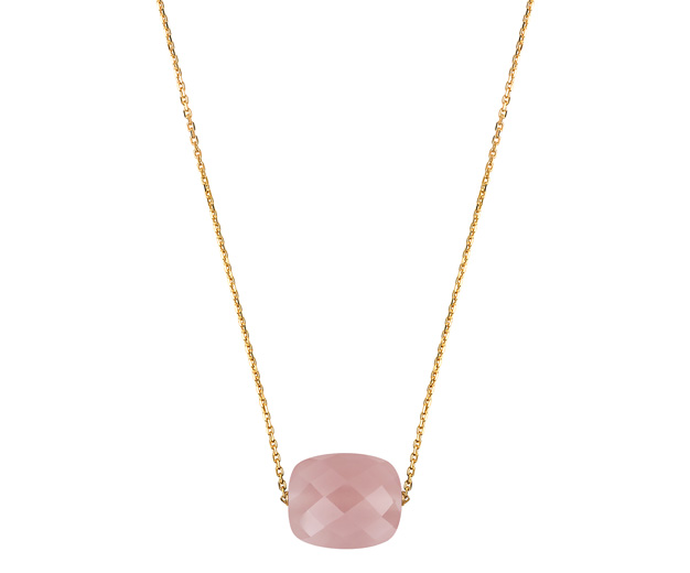 Morganne Bello Guava Quartz Cushion Yellow Gold Necklace