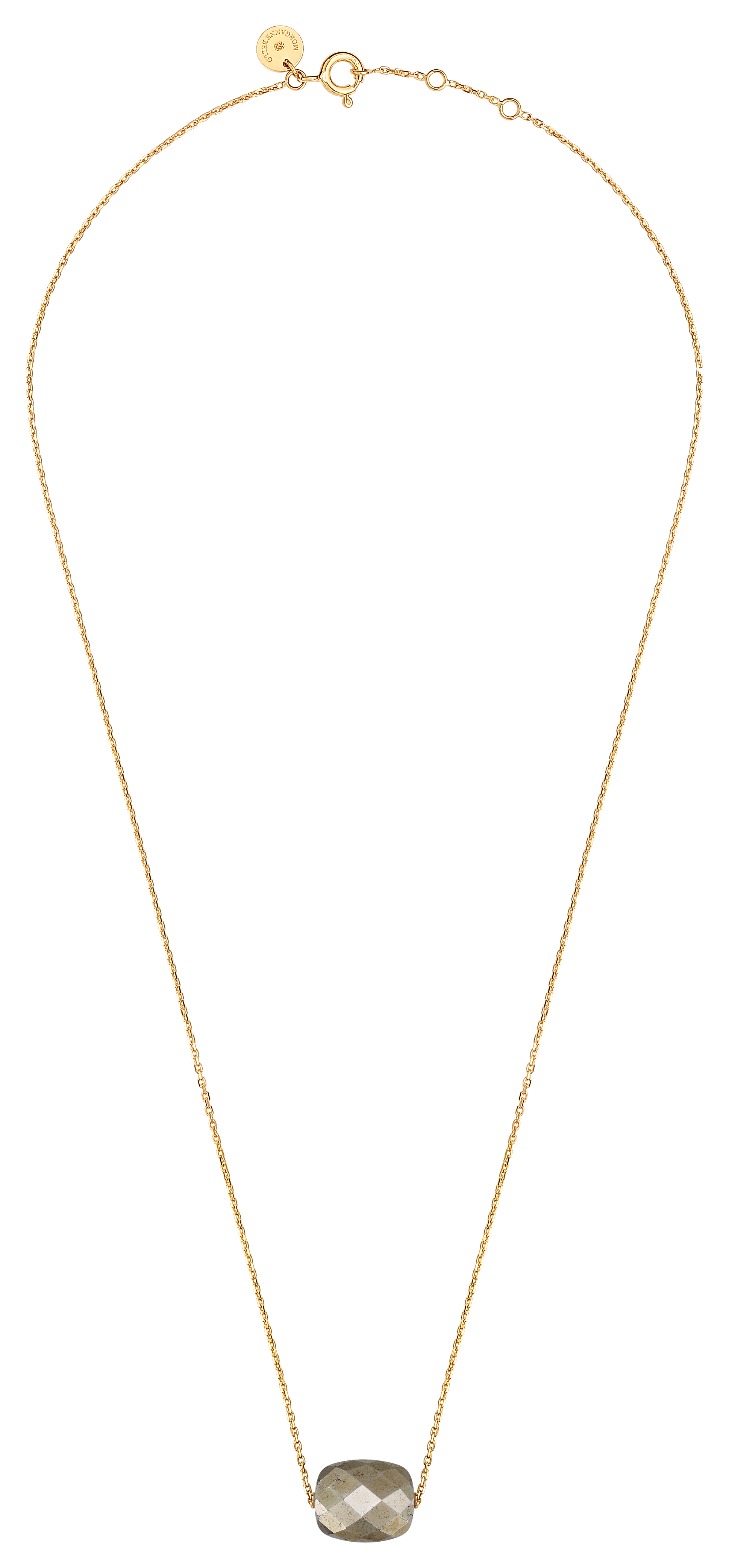 Morganne Bello Pyrite Cushion Yellow Gold Necklace