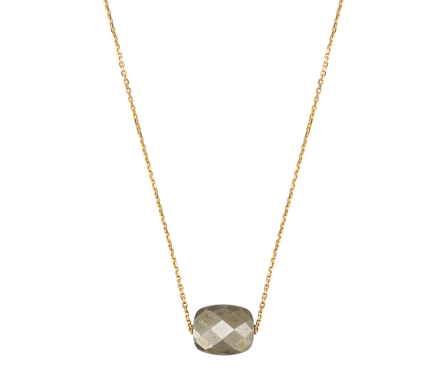 Morganne Bello Pyrite Cushion Yellow Gold Necklace