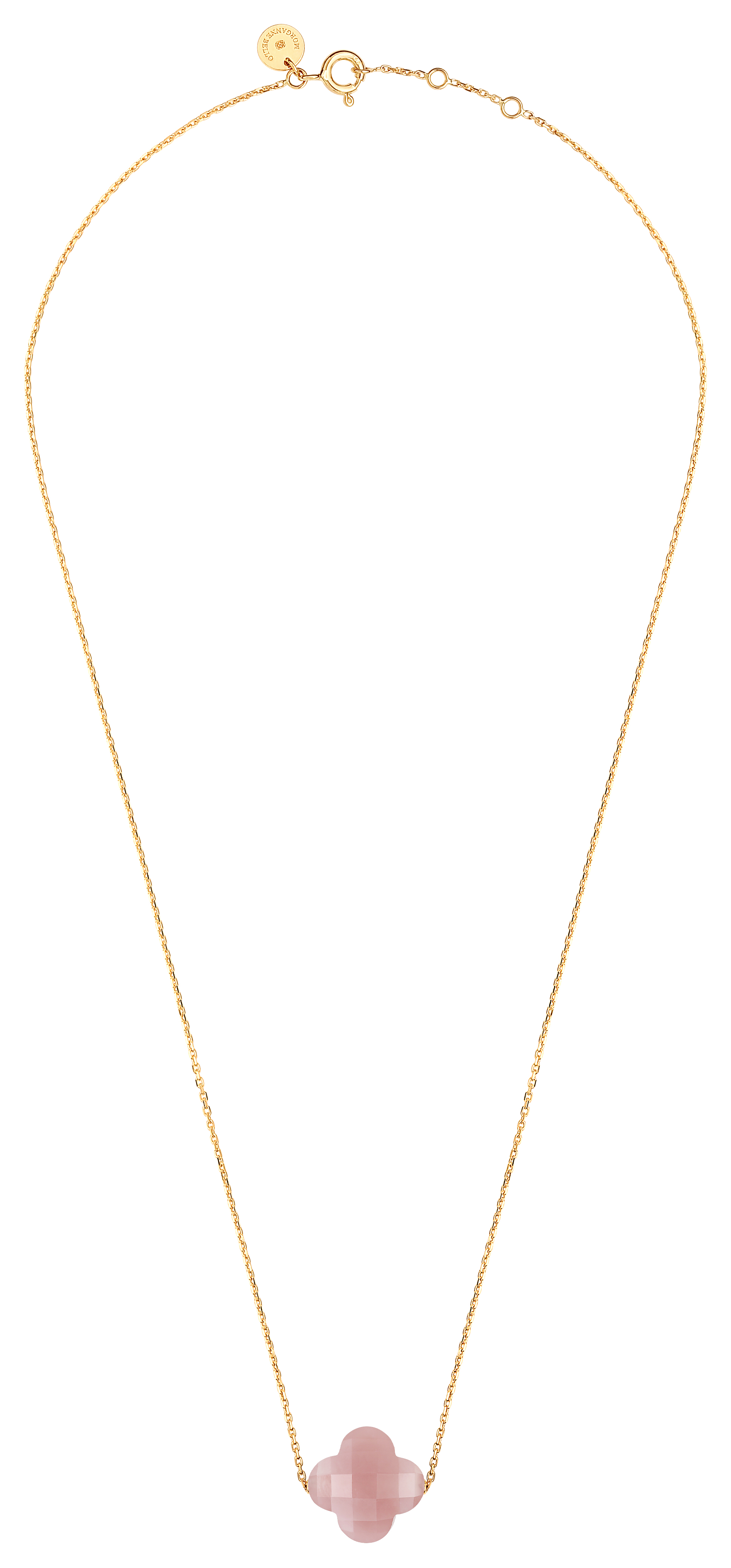 Morganne Bello Guava Quartz Clover Yellow Gold Necklace