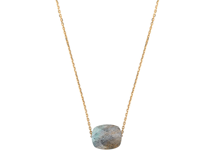 Morganne Bello Labradorite Cushion Yellow Gold Necklace