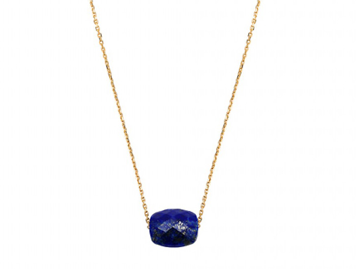 Morganne Bello Lapis Lazuli Cushion Yellow Gold Necklace