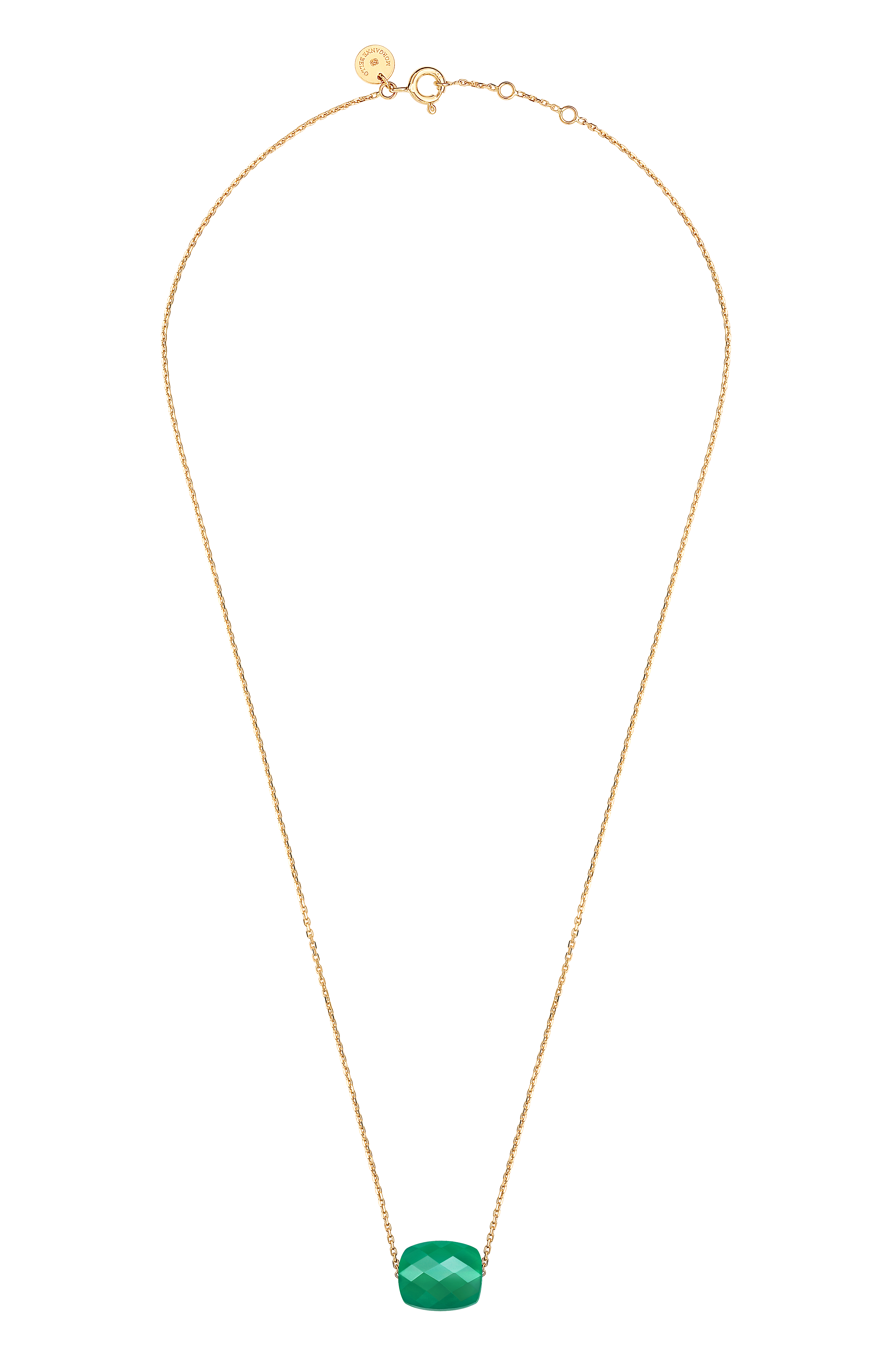 Morganne Bello Green Agate Cushion Yellow Gold Necklace