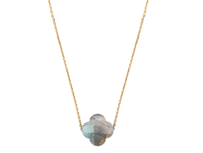 Morganne Bello Labradorite Clover Yellow Gold Necklace