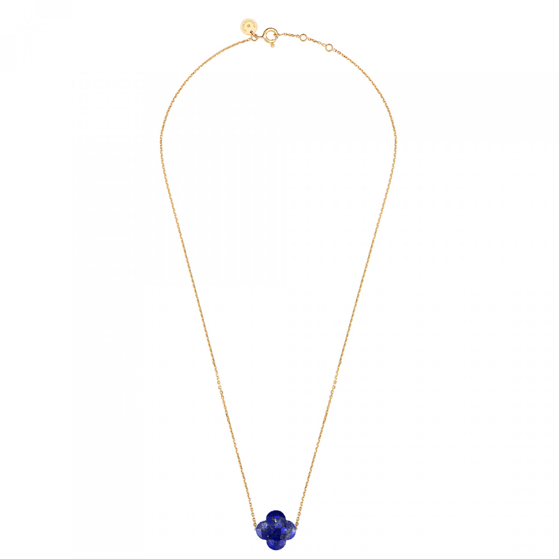 Morganne Bello Lapis Lazuli Clover Yellow Gold Necklace