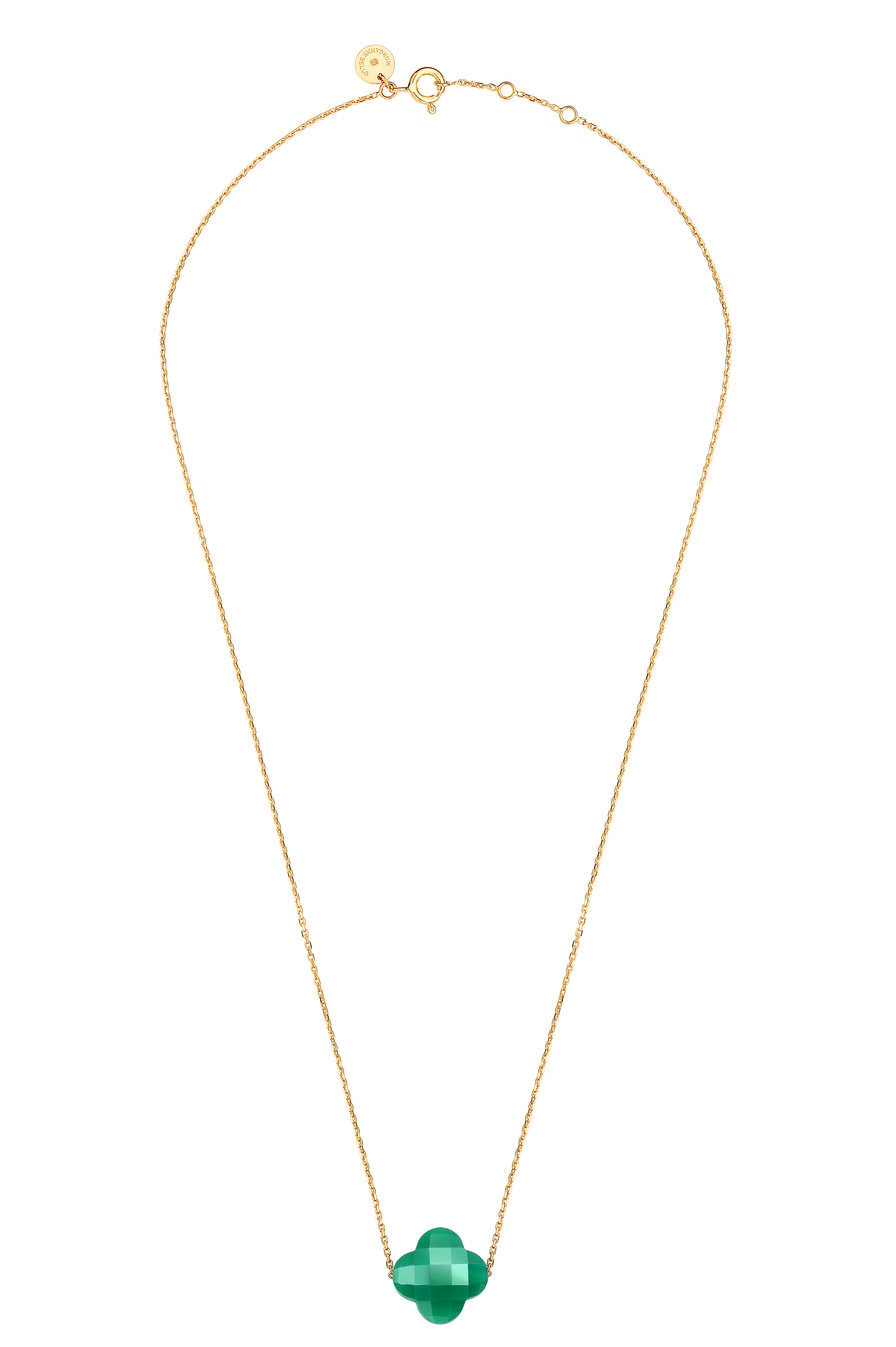 Morganne Bello Green Agate Clover Yellow Gold Necklace