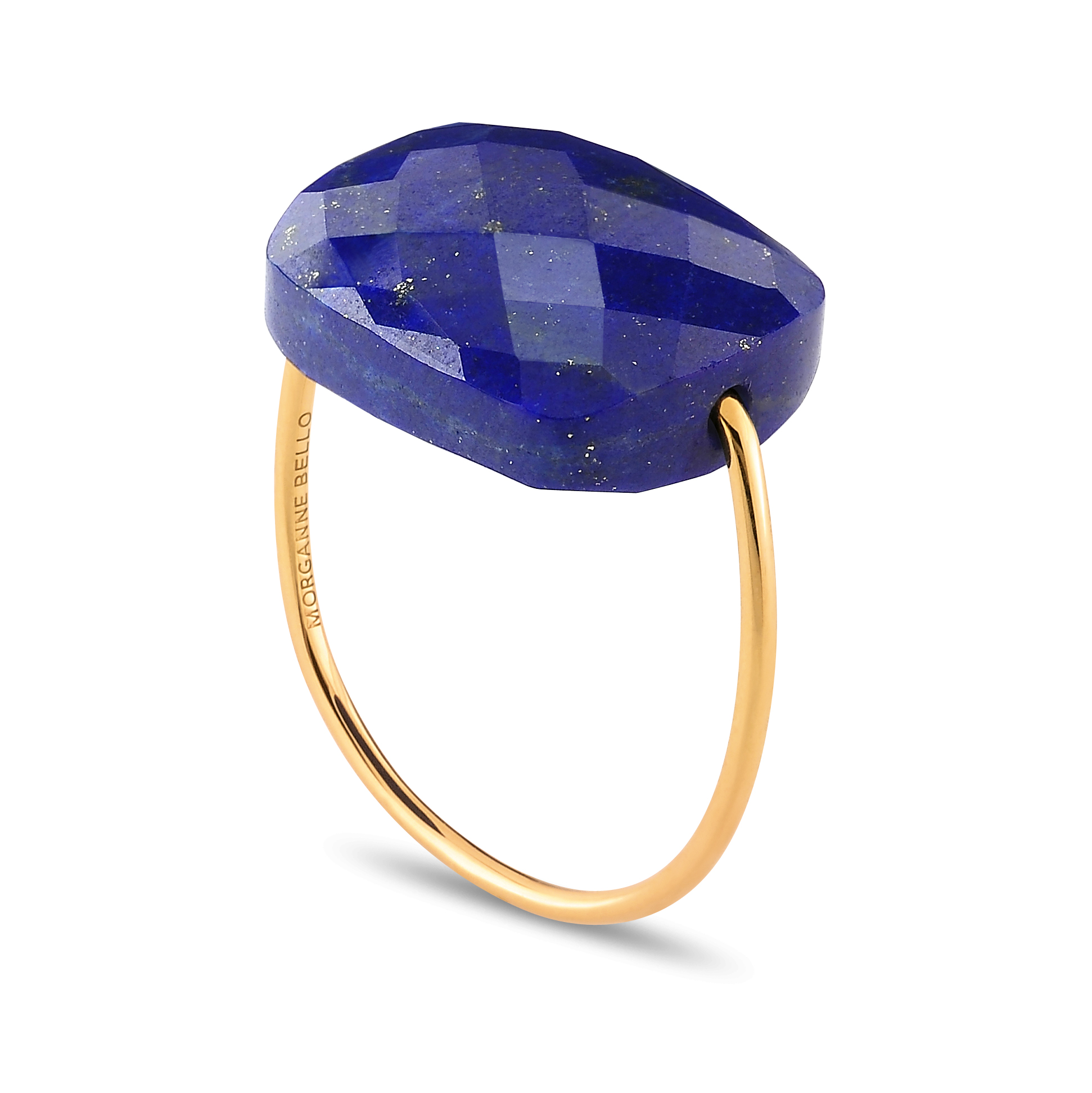 Morganne Bello Lapis Lazuli Cushion Oversize Yellow Gold Ring