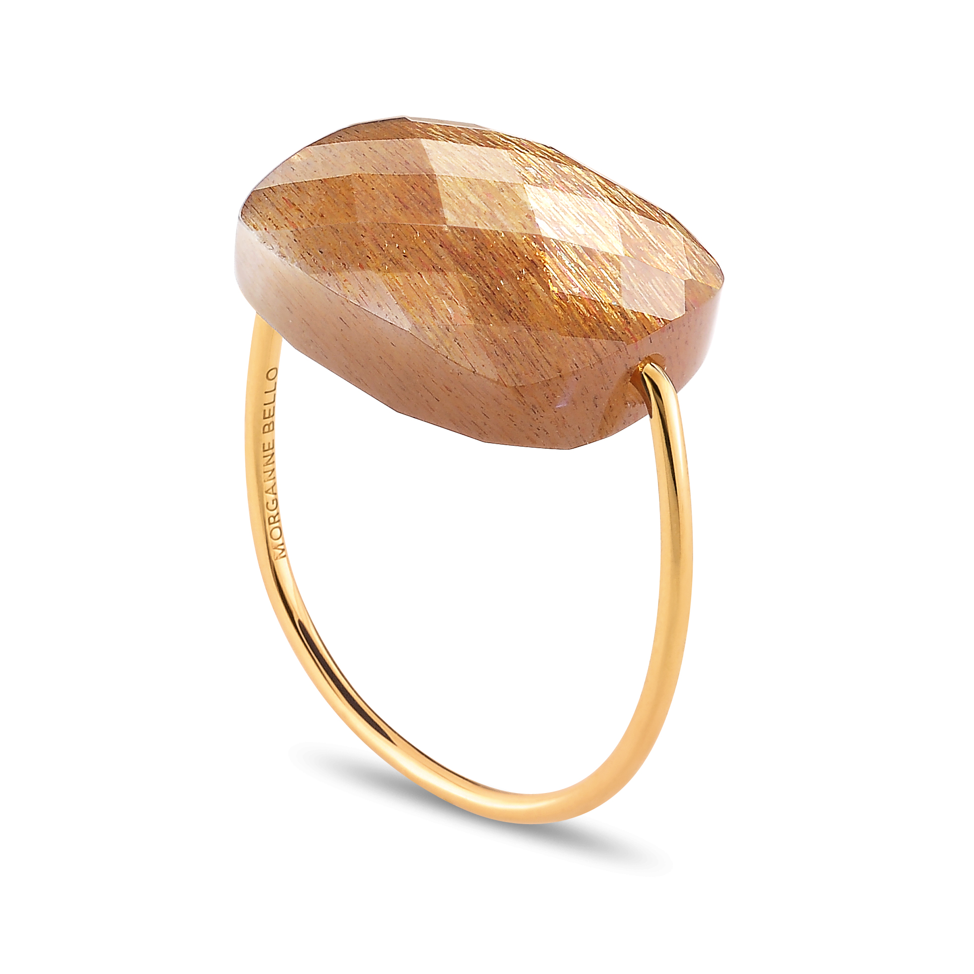 Morganne Bello Golden Sunstone Cushion Oversize Yellow Gold Ring