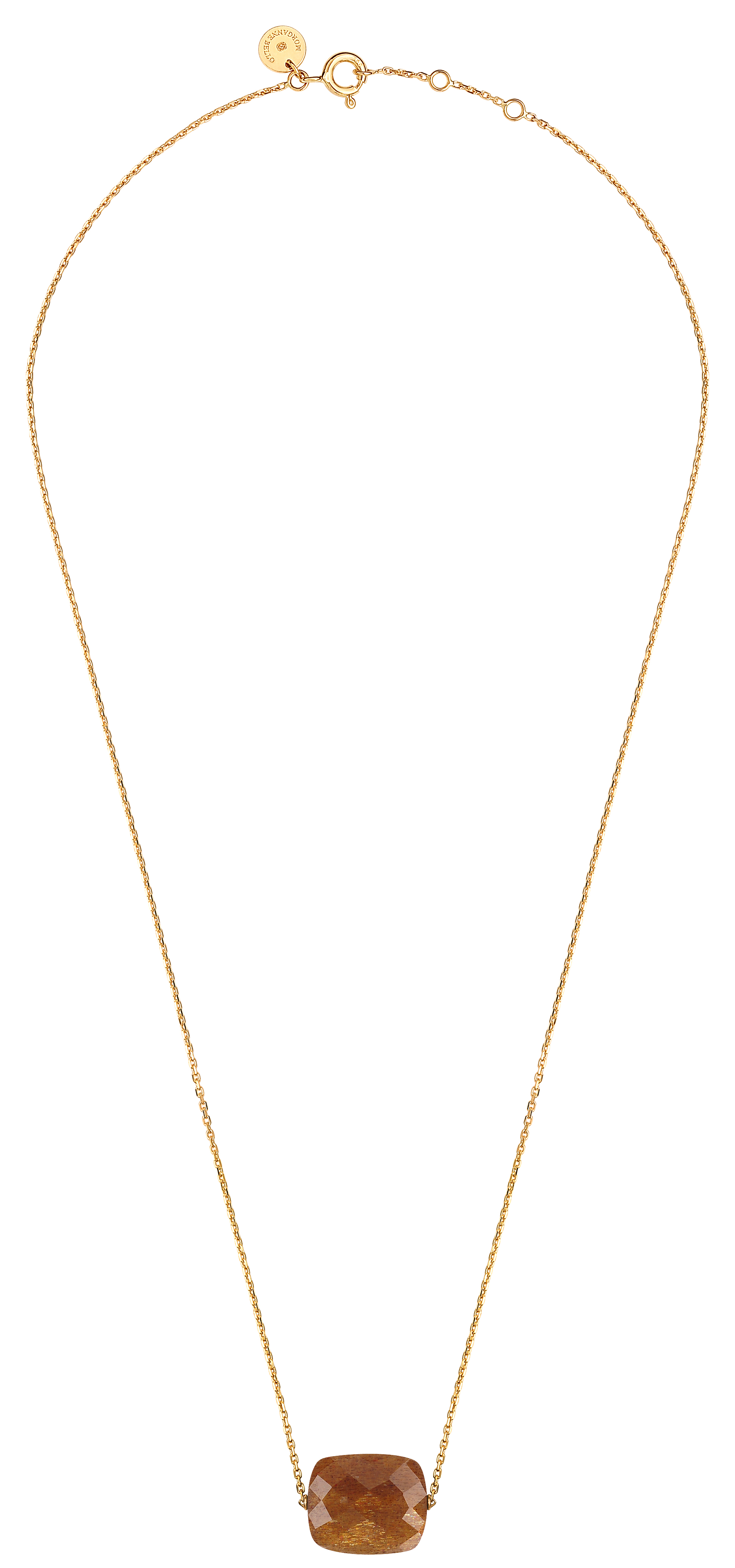 Morganne Bello Golden Sunstone Cushion Oversize Yellow Gold Necklace