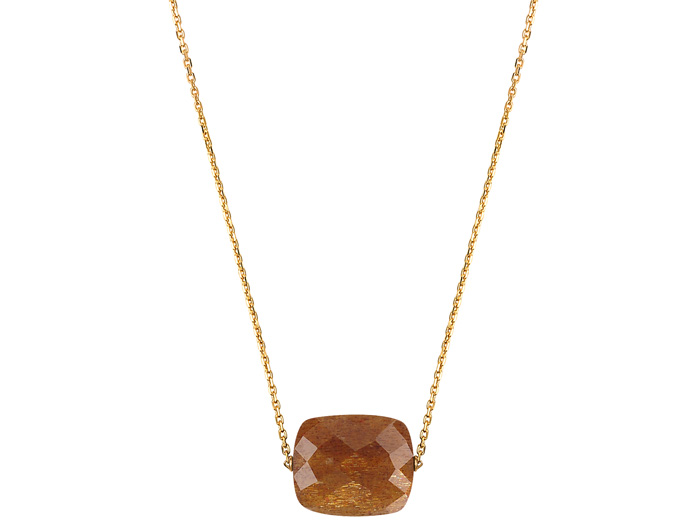 Morganne Bello Golden Sunstone Cushion Oversize Yellow Gold Necklace