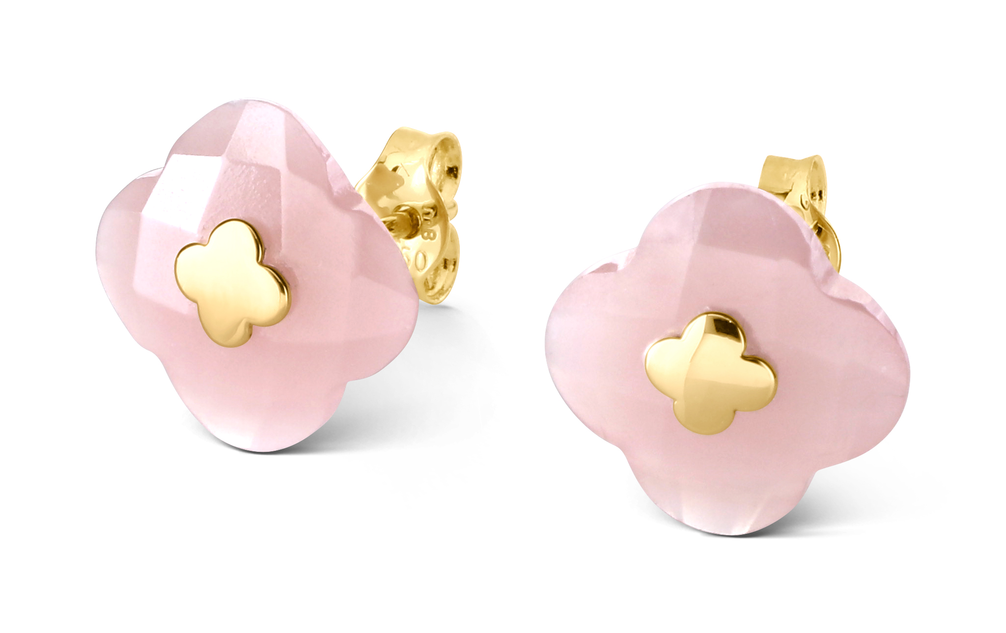 Morganne Bello Guava Quartz Yellow Gold Victoria Studs