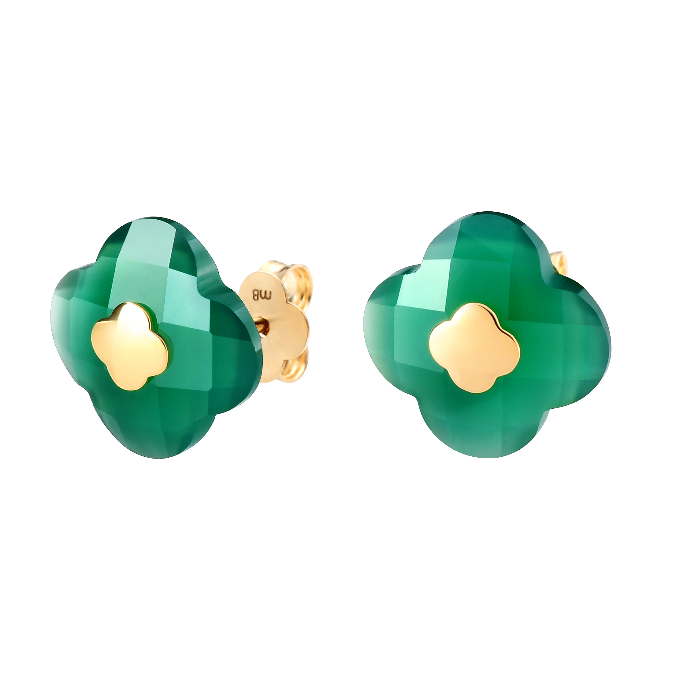 Morganne Bello Green Agate Yellow Gold Victoria Studs