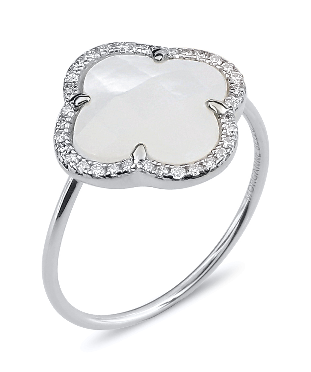 Morganne Bello White Mother Of Pearl + Diamonds White Gold Victoria Ring
