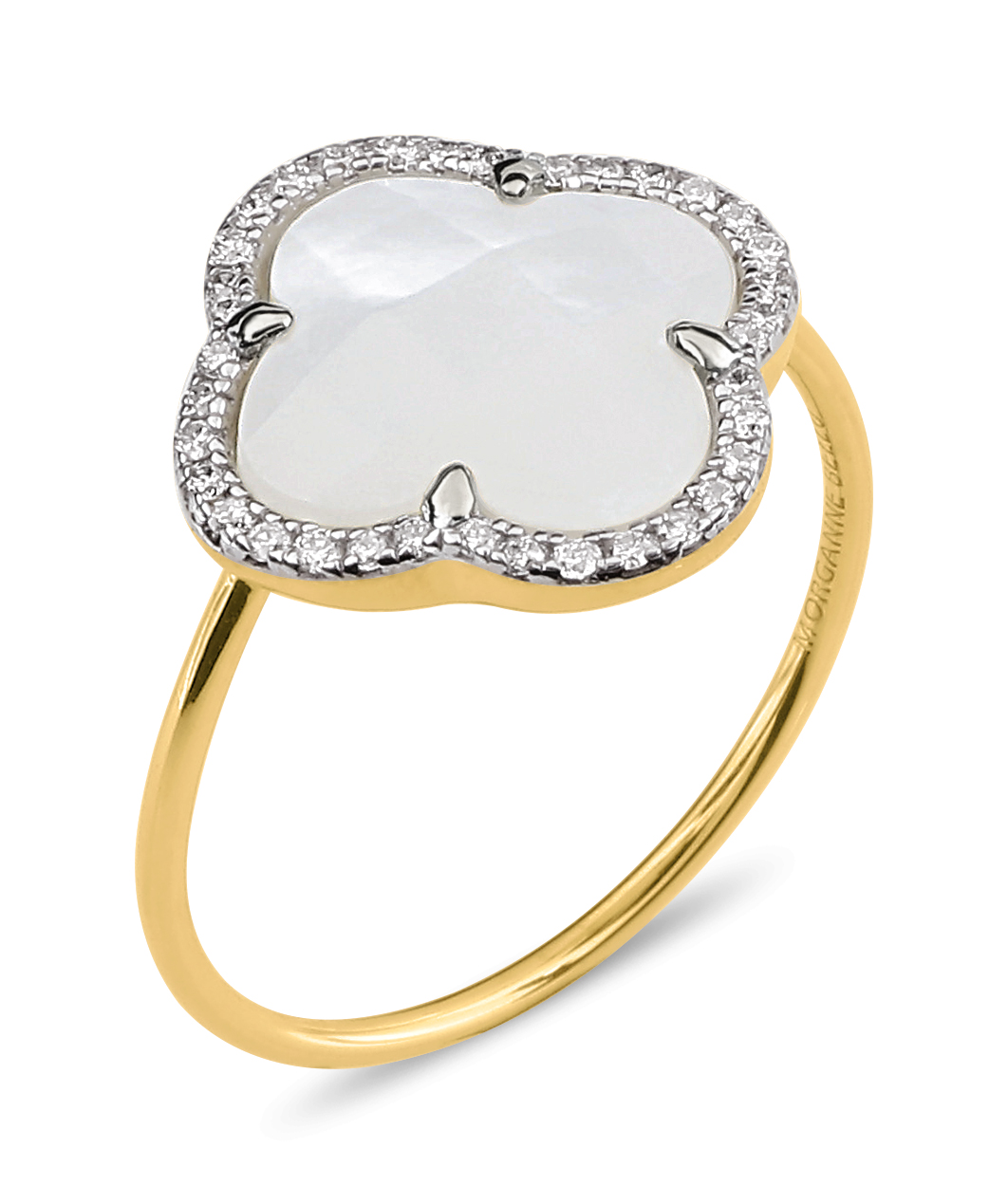 Morganne Bello Mother Of Pearl + Diamonds Yellow Gold Victoria Ring