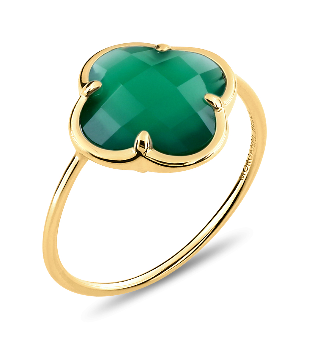 Morganne Bello Green Agate Yellow Gold Victoria Ring