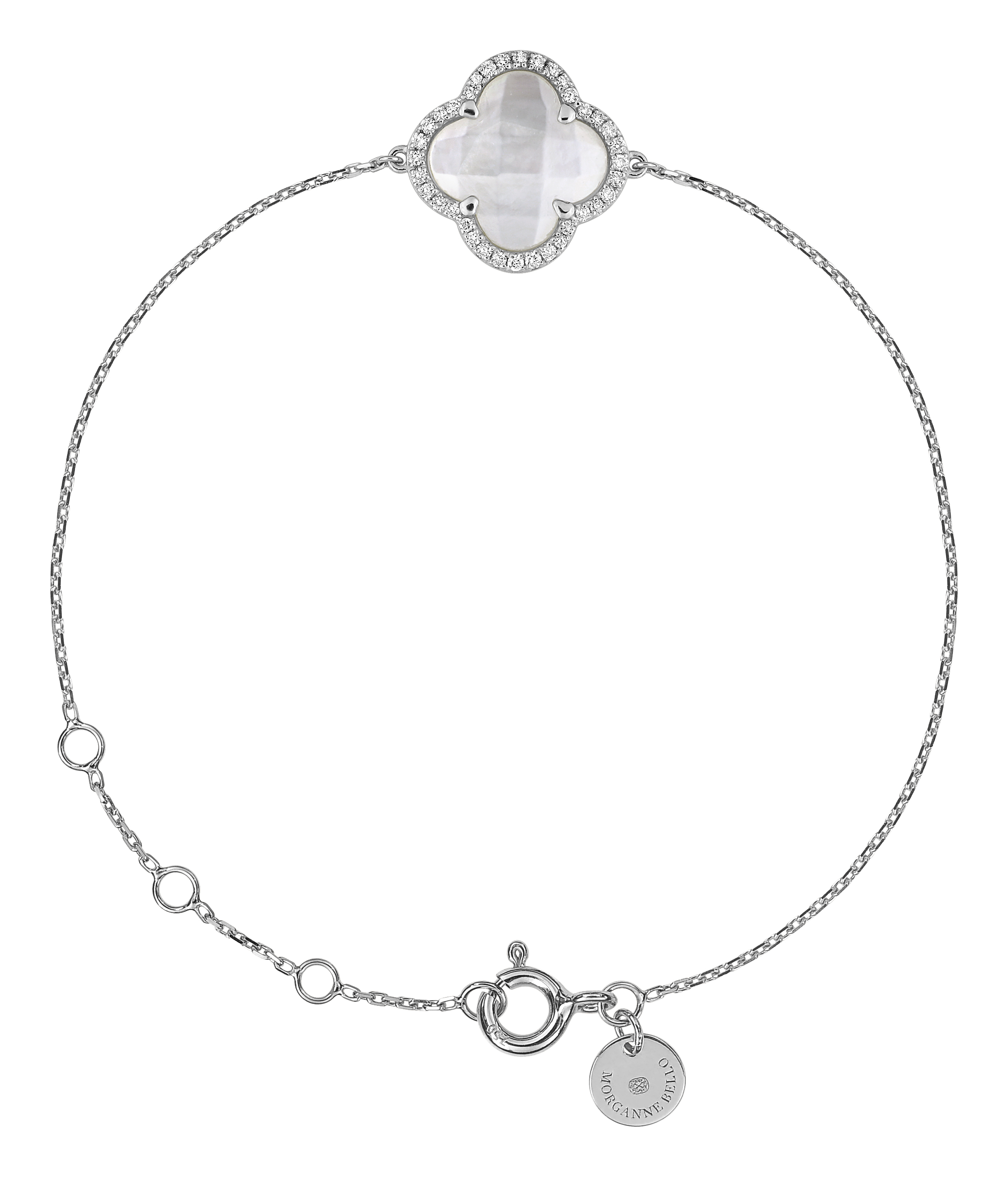 Morganne Bello White Mother Of Pearl + Diamonds White Gold Victoria Bracelet
