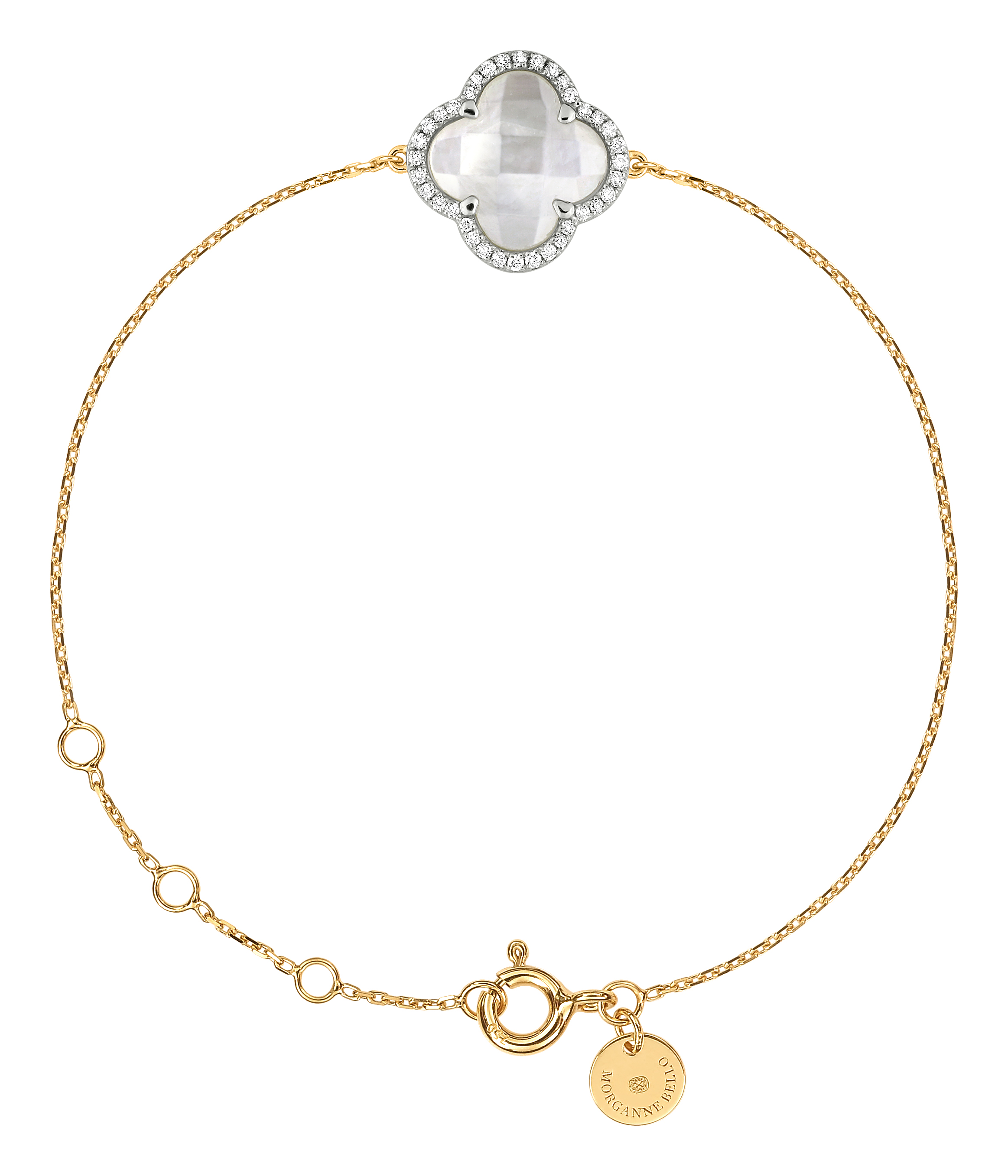 Morganne Bello Mother Of Pearl + Diamonds Yellow Gold Victoria Bracelet