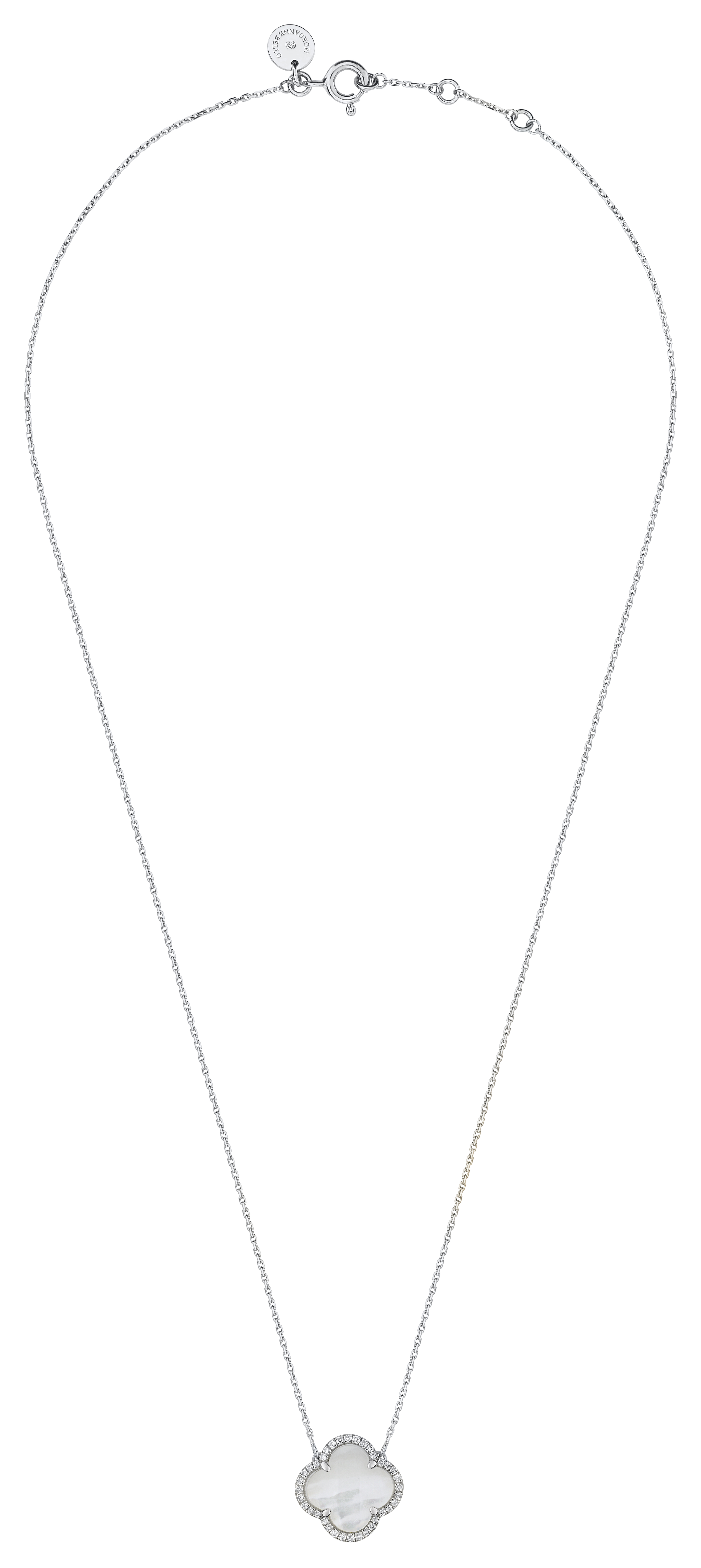 Morganne Bello White Mother Of Pearl + Diamonds White Gold Victoria Necklace