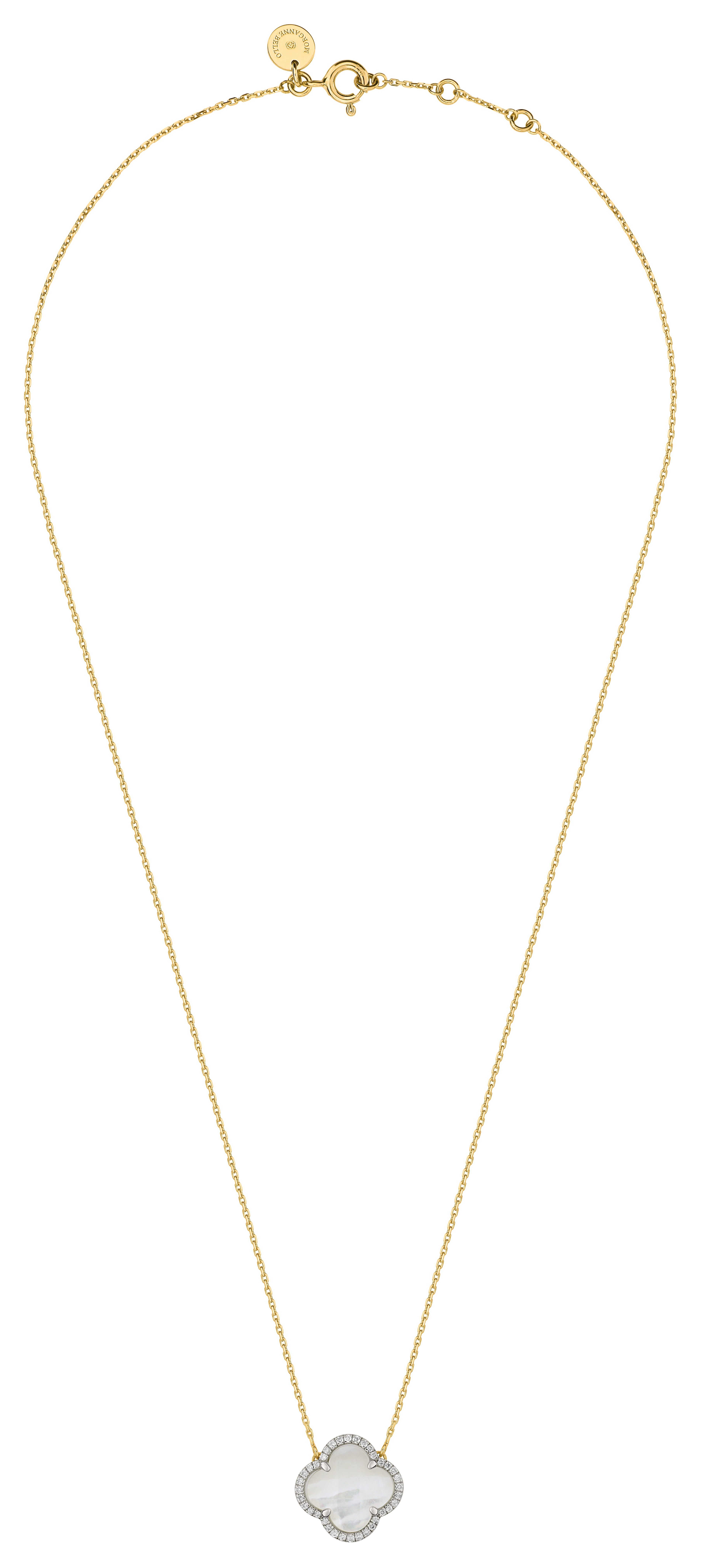 Morganne Bello Mother Of Pearl + Diamonds Yellow Gold Victoria Necklace