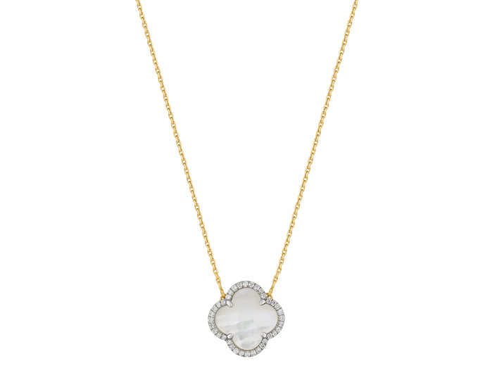 Morganne Bello Mother Of Pearl + Diamonds Yellow Gold Victoria Necklace