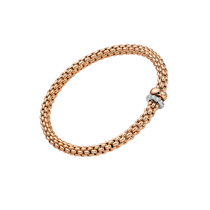 FOPE  SOLO FLEX'IT BRACELET WITH A DOUBLE RONDEL AND DIAMOND PAVÉ
