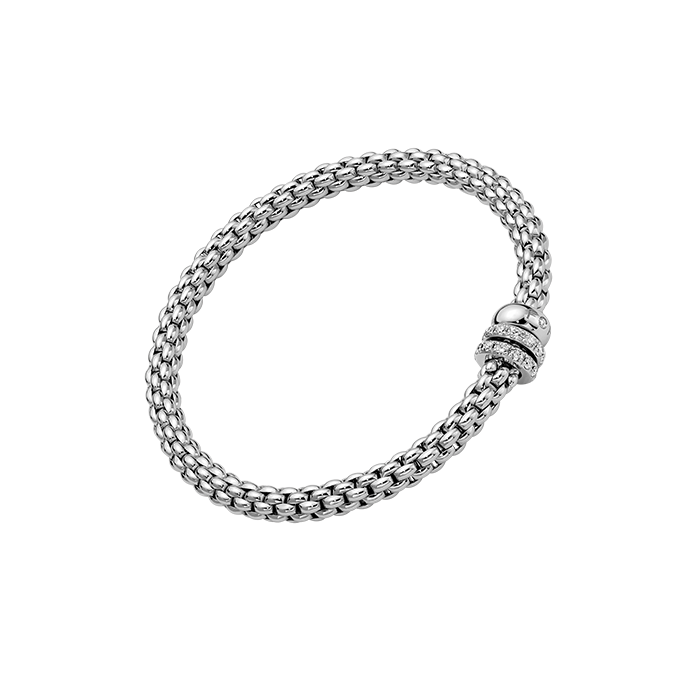 FOPE  SOLO FLEX'IT BRACELET WITH THREE RONDELS AND DIAMOND PAVÉ
