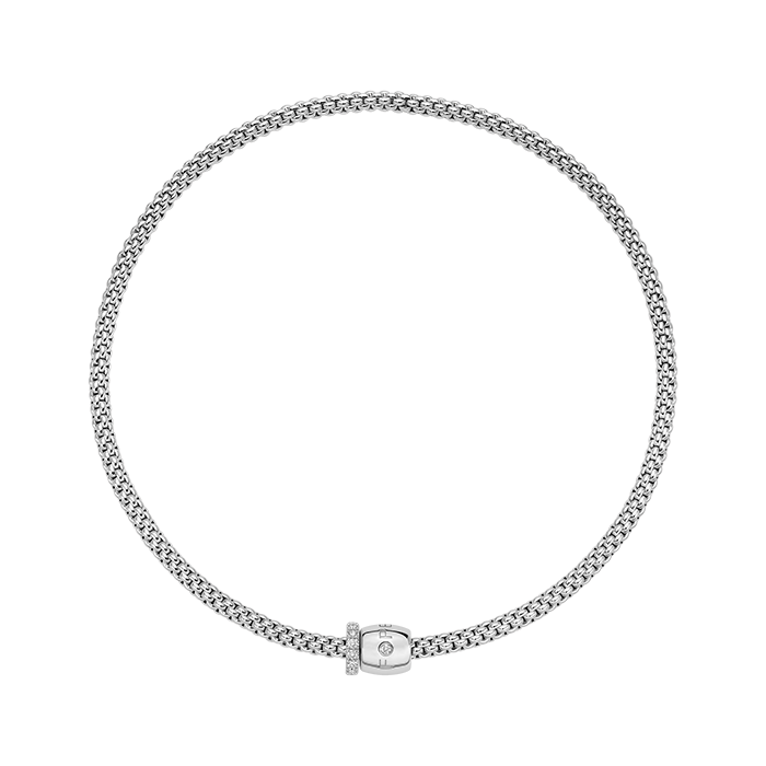 FOPE  SOLO FLEX'IT NECKLACE WITH ORNAMENTAL CLASP AND DIAMOND PAVÉ