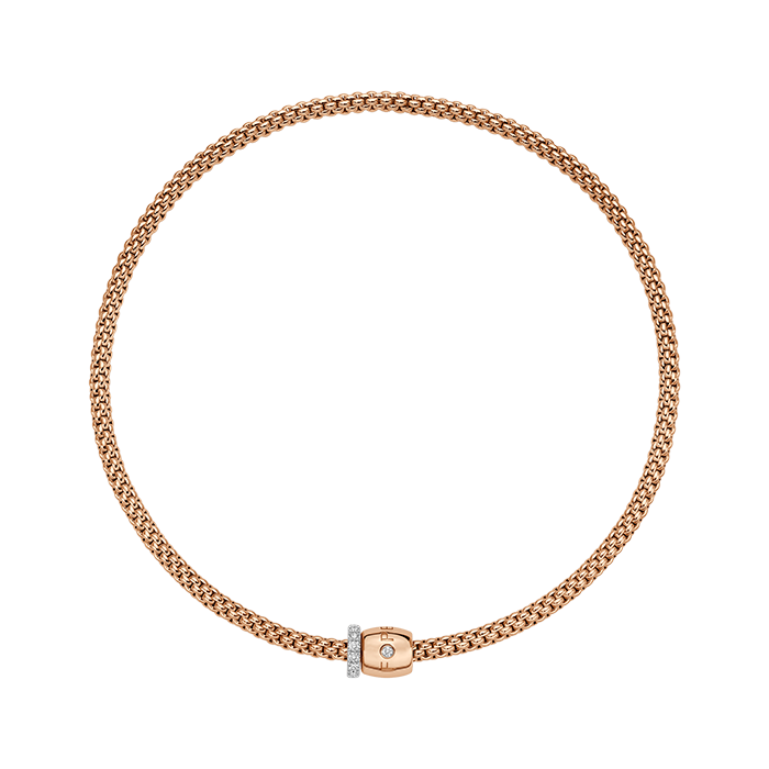 FOPE  SOLO FLEX'IT NECKLACE WITH ORNAMENTAL CLASP AND DIAMOND PAVÉ