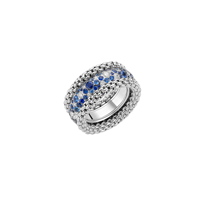 FOPE  BUBBLE_RINGS RING WITH DIAMONDS AND BLUE SAPPHIRES