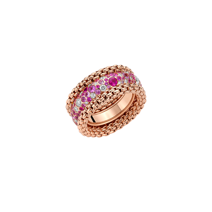 FOPE  BUBBLE_RINGS RING WITH DIAMONDS AND PINK SAPPHIRES