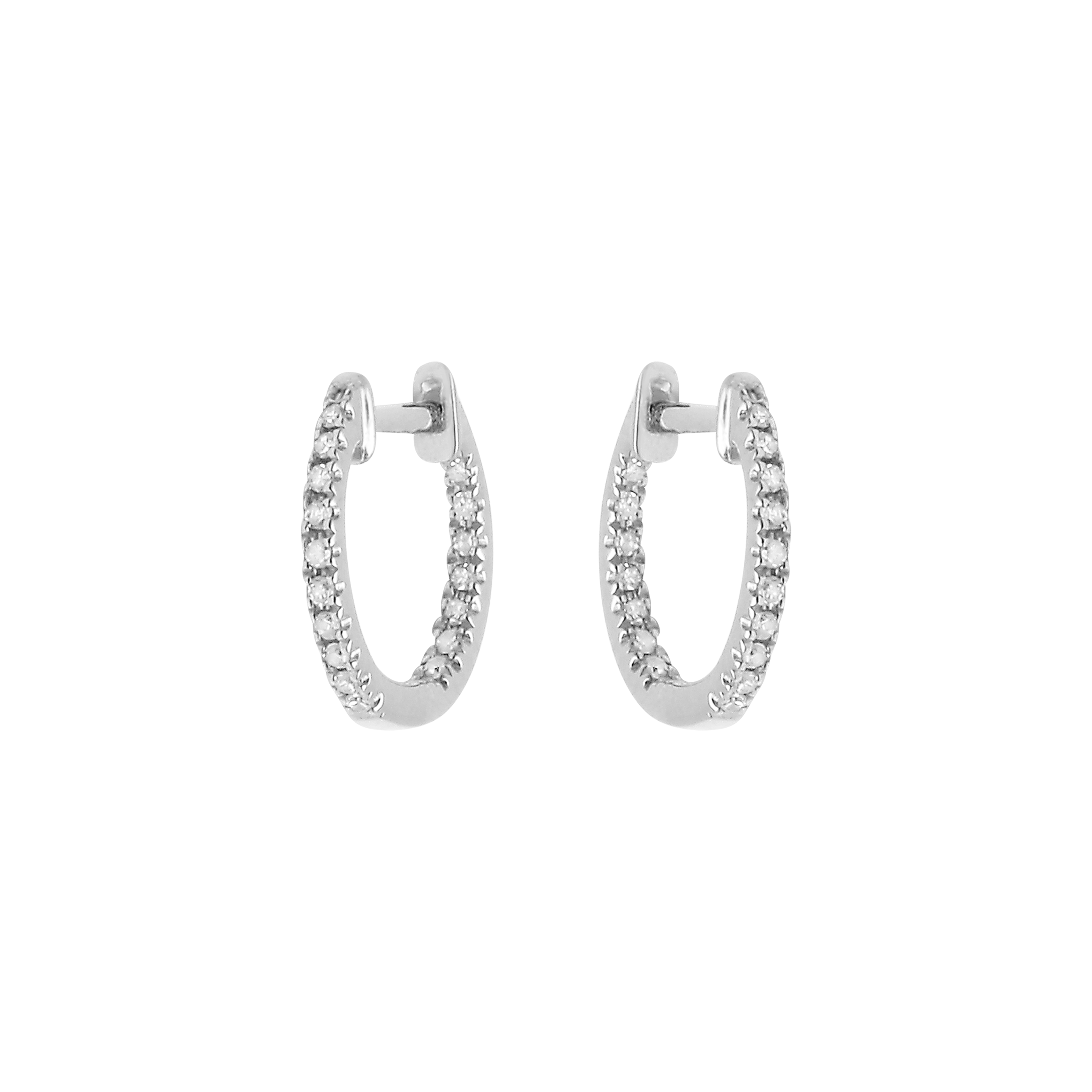 Djula Graphique Diamond 1.3 cm Hoop Earrings in 18K Gold