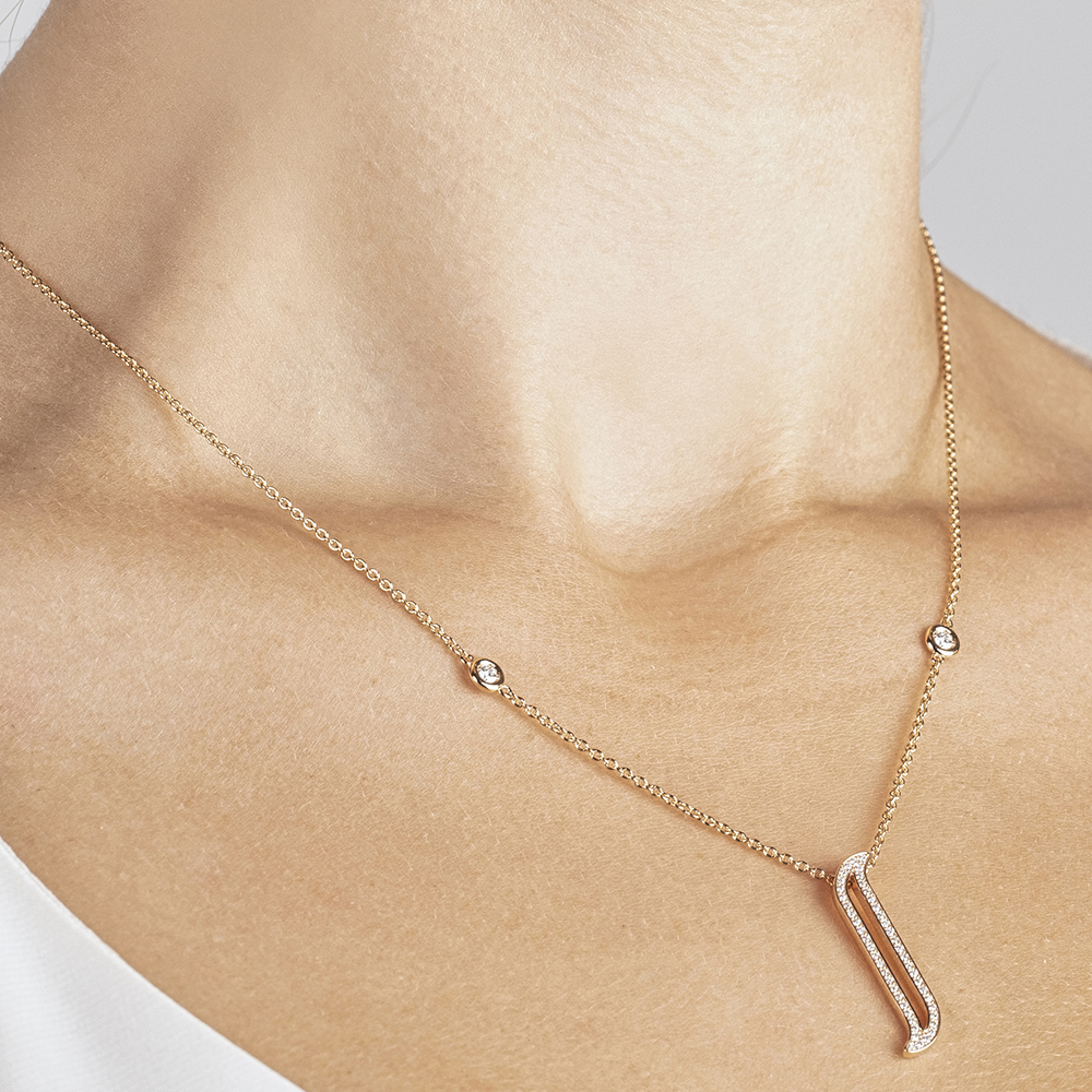 Alif Yellow Gold Diamond Necklace