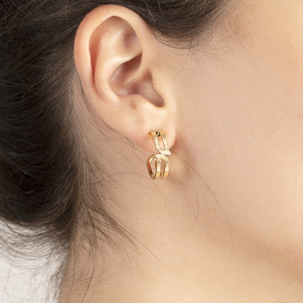 Alif Yellow Gold Earrings