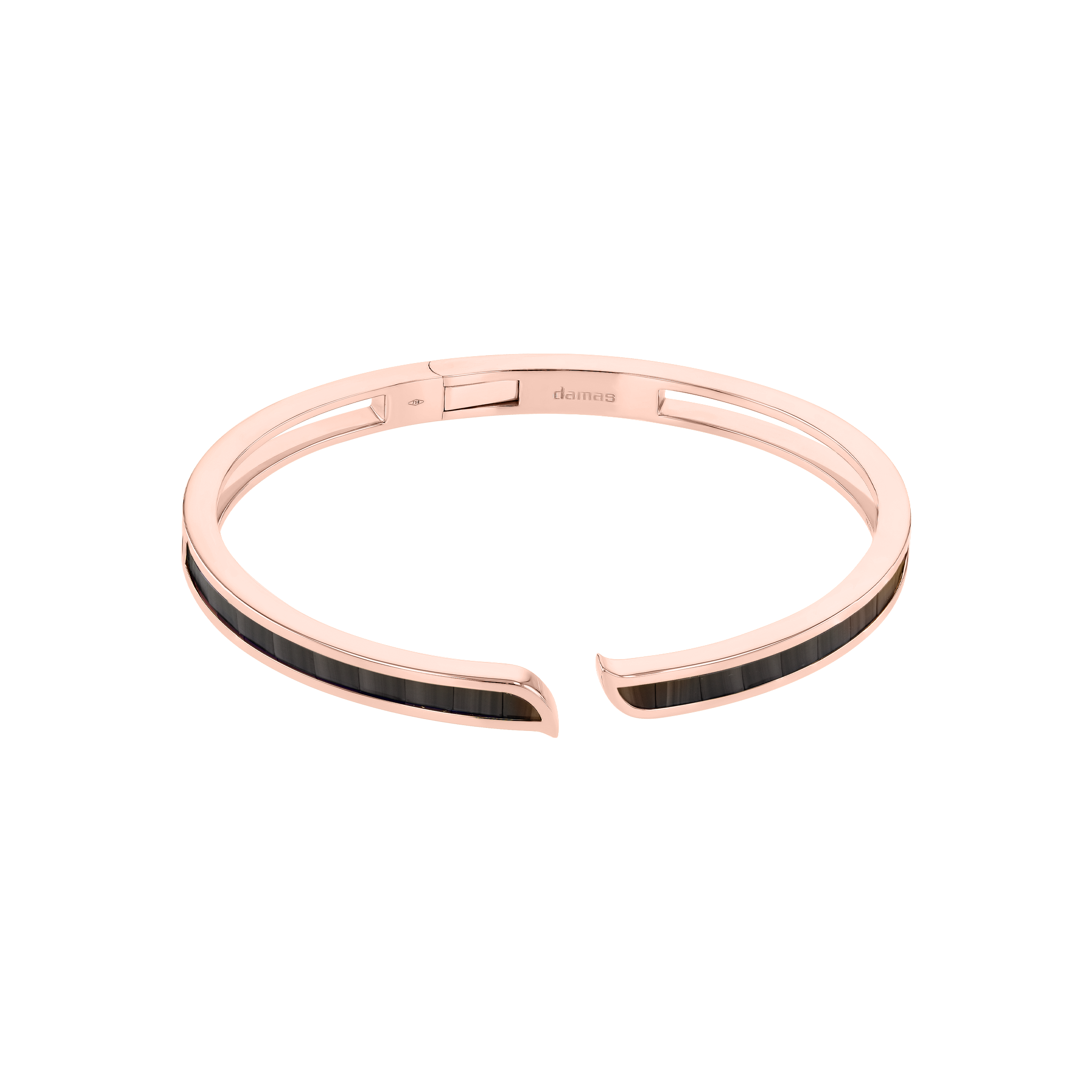 Alif Mosaic Black Jade Bangle In 18K Rose Gold