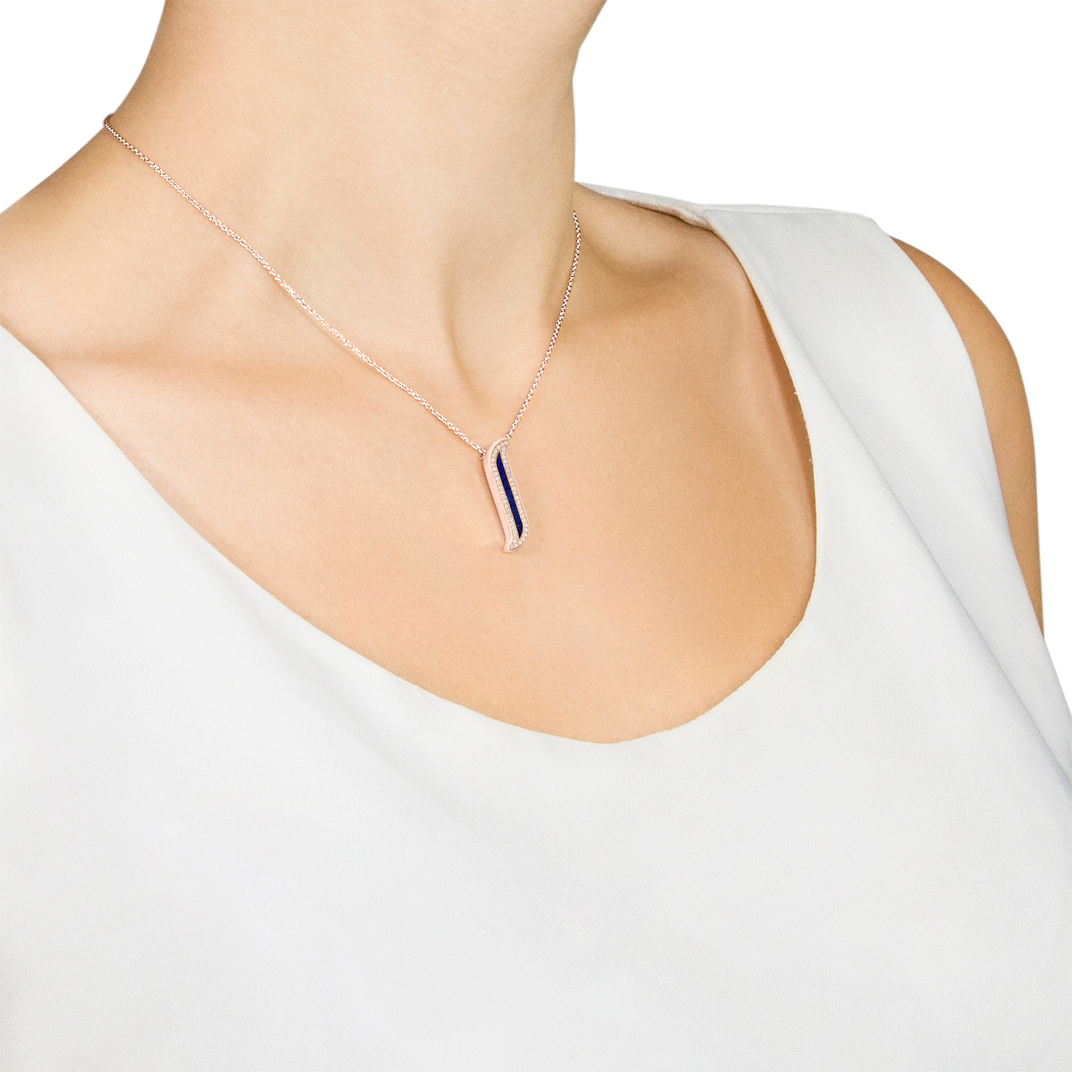 Alif Mosaic Lapis Lazuli & Diamond Necklace In 18K Rose Gold