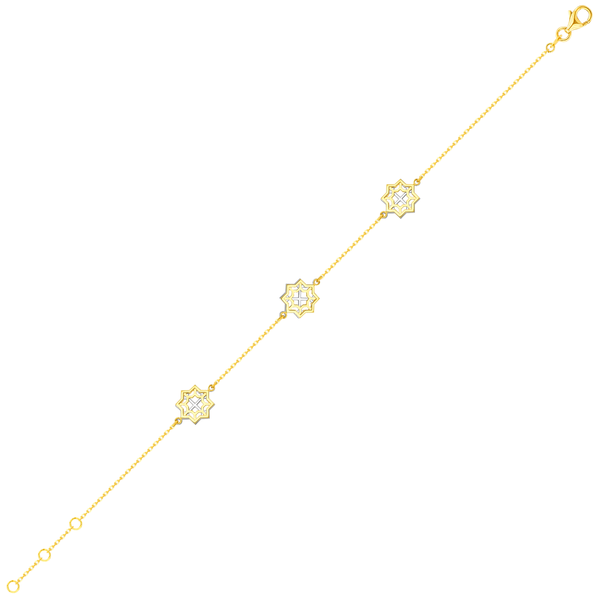 Al Qasr Star Three Charms (Octangonly Shaped)  Tin-Cup-Bracelet In 18K Yellow And White Gold
