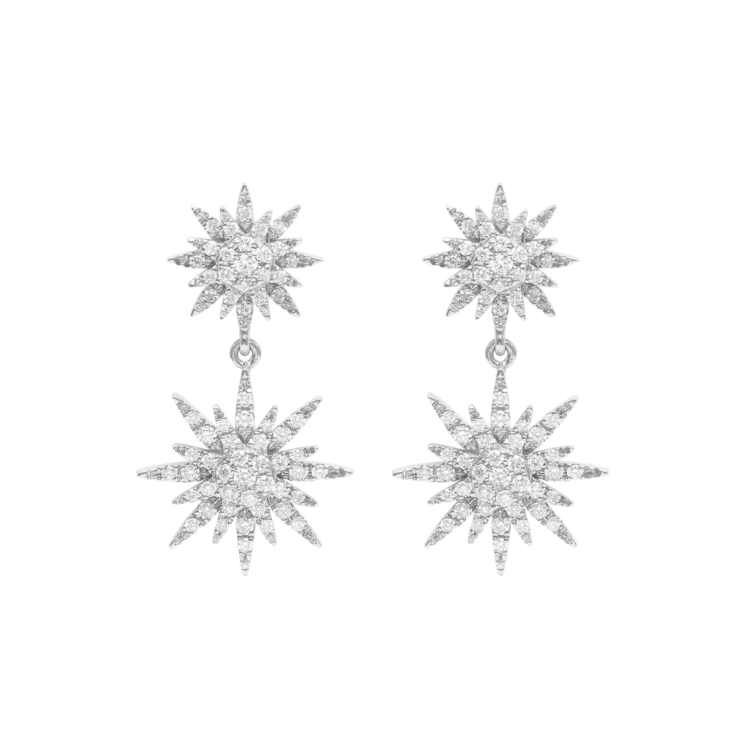 Djula Diamond Two Sun Stud Earrings in 18K Gold