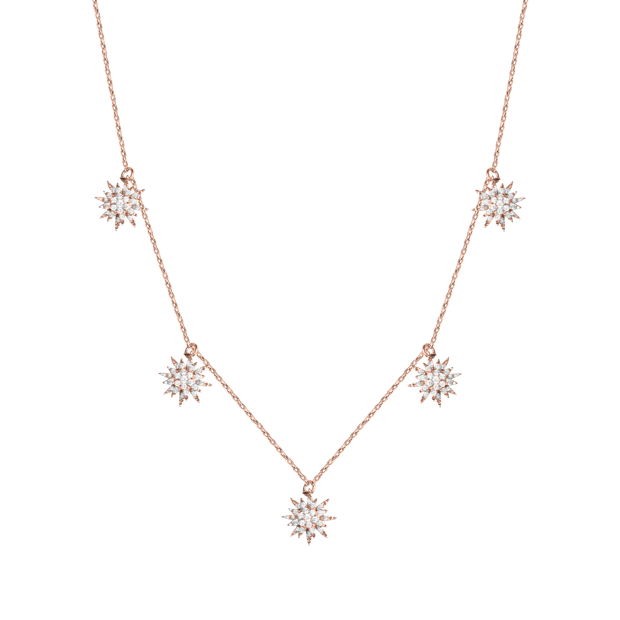 Djula Diamond Five Big Sun Necklace in 18K Gold